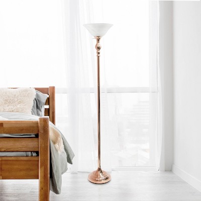 1-Light Classic Torchiere Floor Lamp with Marbleized Glass Shade - Lalia Home