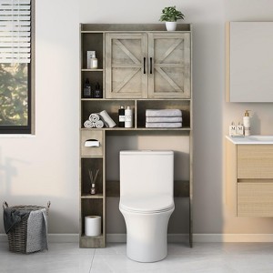 Over The Toilet Storage Cabinet with Barn Doors, Space-Saving for Bathroom & Laundry - 1 of 4