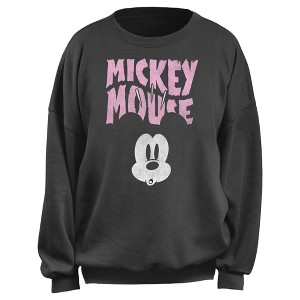 Junior's Mickey & Friends Distressed Surprised Pink Logo Sweatshirt - 1 of 2