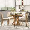 Merax Stylish 5-Piece Retro Dining Set with Extendable Round Table & 4 Upholstered Chairs - 3 of 4