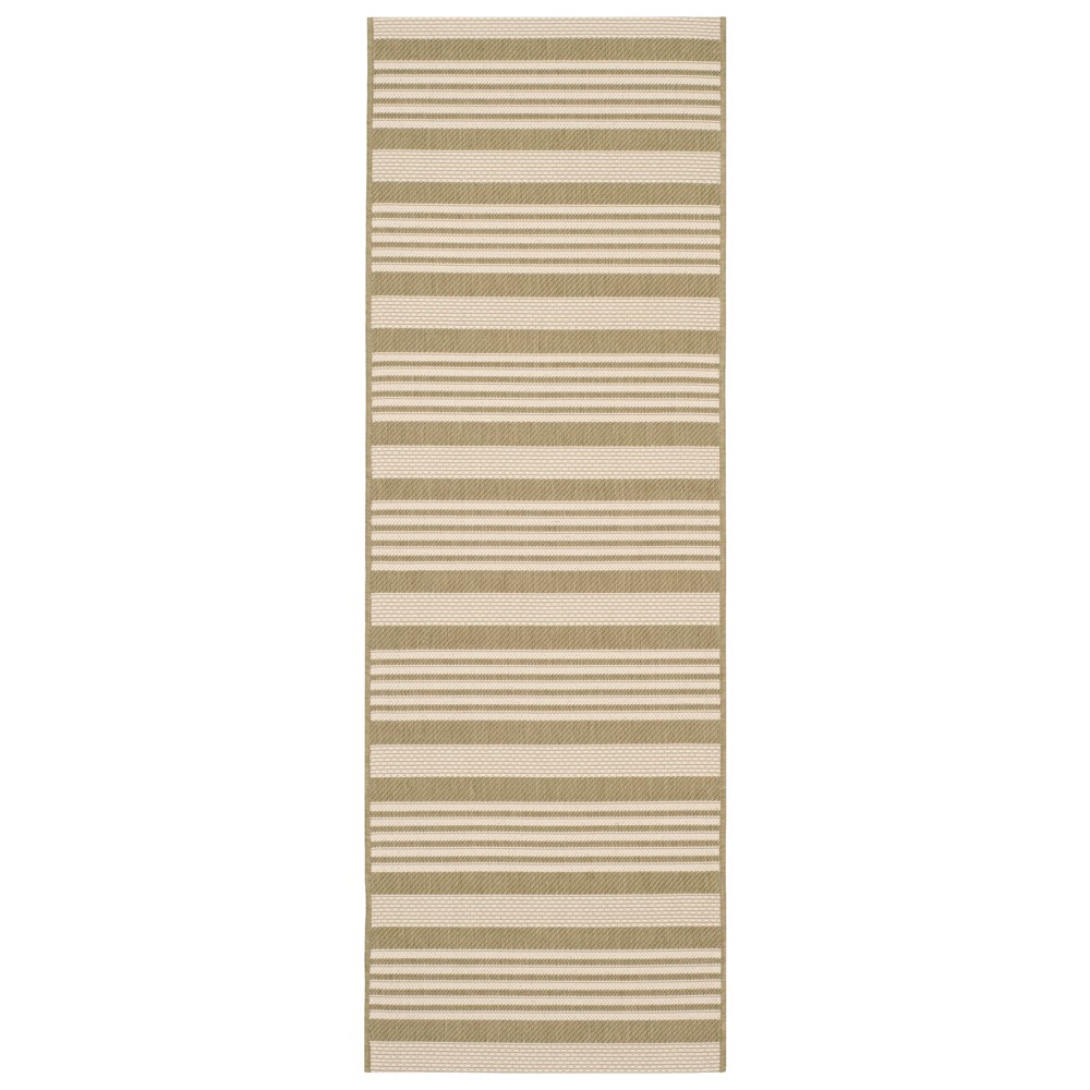 2'3in x 6'7in Santorini Runner Outdoor Rug Green/Beige - Safavieh
