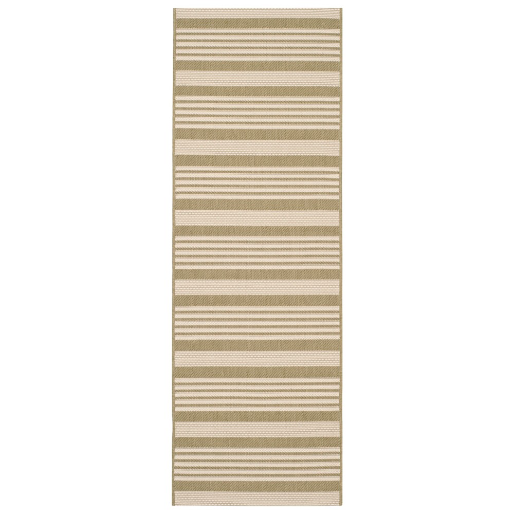 2'3in x 6'7in Santorini Runner Outdoor Rug Green/Beige - Safavieh