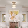 LLHZSY Modern Glass Globe Semi Flush Mount Ceiling Light Fixture for Hallway Home - 1-Light Milky White Glass Globe Shade -8 7/10", 13"- Black/Gold - 4 of 4