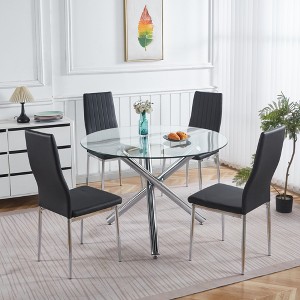 5-Piece Dining Set with Glass Table and Four Chairs - 1 of 4