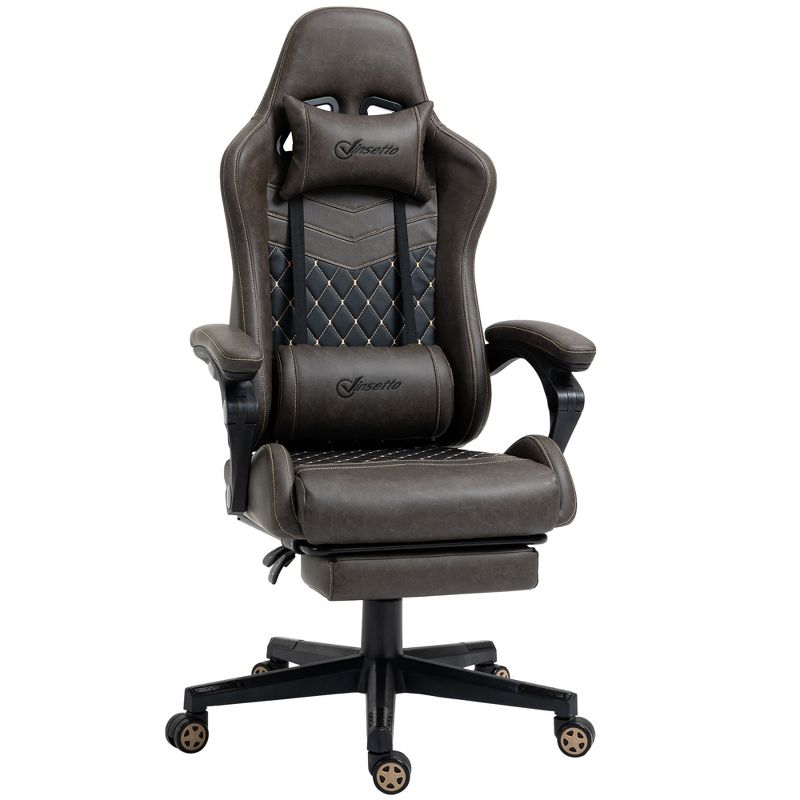 Vinsetto Racing Gaming Chair Diamond PU Leather Office Gamer Chair High Back Swivel Recliner with Footrest, Lumbar Support, Adjustable Height, 5 of 10