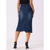 Allegra K Women's Midi High Waist Slit Front with Pockets Jean Skirts - image 3 of 4