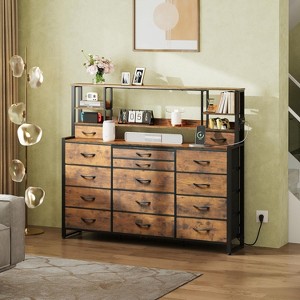 GALAXHERO 15 Fabric Drawers & 5 Open Shelves with Charging Station, Tall Storage Tower for Living Room, Hallway & Office - 1 of 1