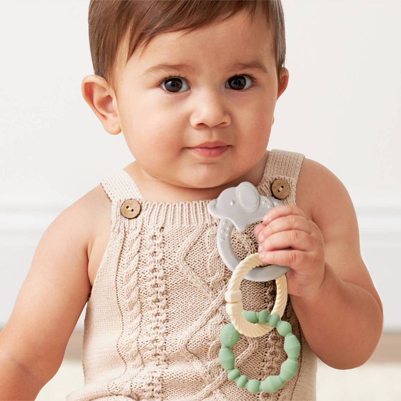 Itzy Ritzy Itzy Loops Teether - Gray/White/Sage - 3pc, 3 of 9