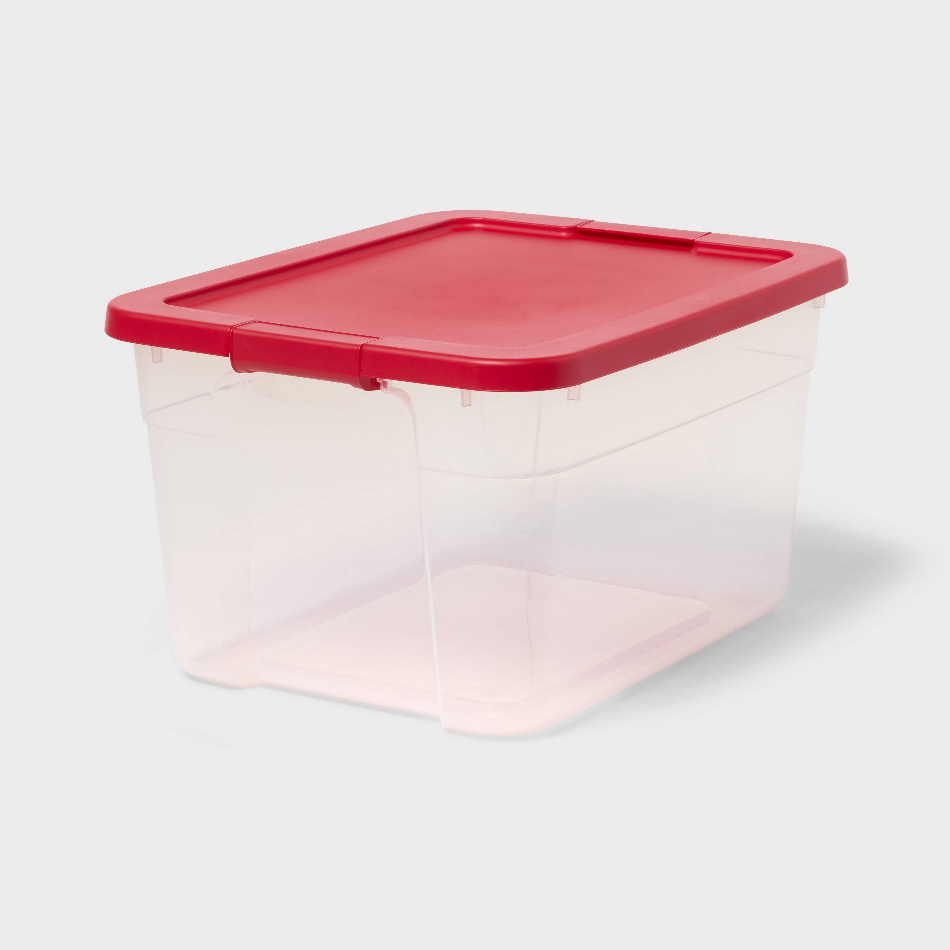 66qt Latching Storage Box Clear Base with Lid and Latch Red - Brightroom™