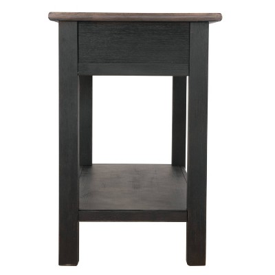 Contemporary Black and Brown Rectangular Sofa Table with Storage