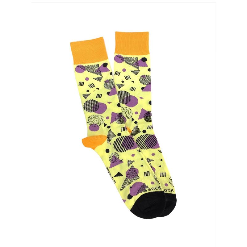 Bright Pop Art Yellow and Purple Patterned Socks from the Sock Panda (Men's Sizes Adult Large), 3 of 7