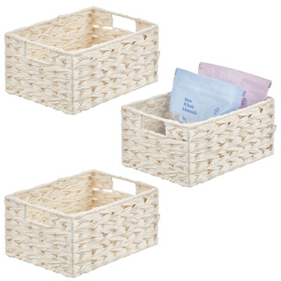 mDesign Woven Farmhouse Pantry Food Storage Bin Basket Box
