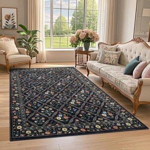 coucheta Floral Area Rugs, Multi-size Washable Stain Resistant Non Slip Vintage Low Pile Carpet for Living Room, Bedroom, Dining, Farmhouse - 1 of 4