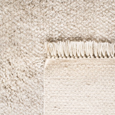 Beige Hand-Knotted Wool Shag Runner Rug 2'6" x 6'