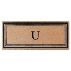 A1HC Natural Coir and PVC Backing Classic Border Flock Monogrammed Door Mat, Anti-Shed Entry Doormat - 1 of 4