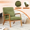 HOMEFUN Mid Century Modern Upholstered Green Velvet Wooden Frame Accent Armchair with Pillow and Cushion - 2 of 4