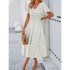 Coolmee Women's Summer Causal Fultter Short Sleeve V-Neck Midi Dress Ruffle Tiered Smocked Dress - 2 of 4
