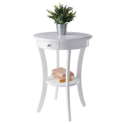 Elegant Sasha 20" White Wood Round Table with Storage