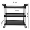 Utility Service Cart with Brake Wheel, 3 Shelf 360LBS Heavy Duty Rolling Service Cart with 360° Swivel Wheels, Restaurant Food Cart with Hammer - 2 of 4