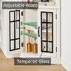 AMERLIFE Curved Corner Storage Cabinet, 65" Tall Freestanding Bookcase with Glass Doors, Distressed White - 4 of 4