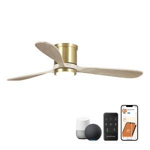 Parrot Uncle 52 Inch Gold Modern Flush Mount Smart Ceiling Fan with Lights and Remote, Works with Alexa and Google Home - 1 of 4