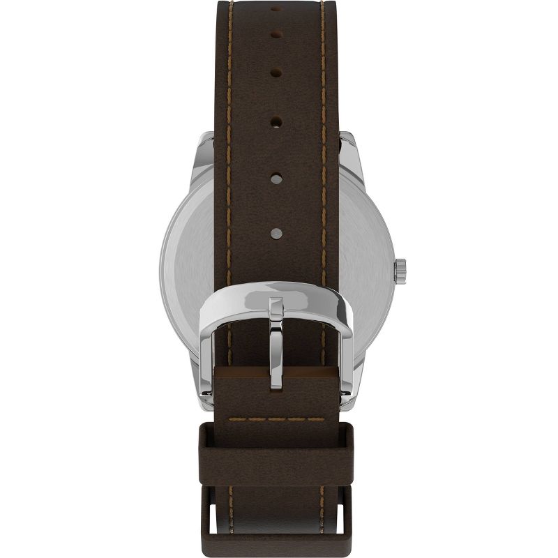 Men&#39;s Timex Easy Reader Watch with Leather Strap - Silver/Brown T20041JT, 3 of 4