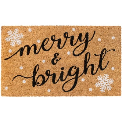 RugSmith Black Machine Tufted Merry & Bright Doormat