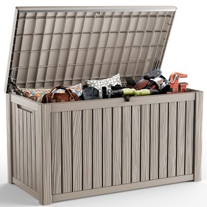 Kumasinova 180 Gal Oversized Storage Deck Box for Outdoor Use,All Weather PP Resin,Garden Seat Storage Box,Waterproof,Seats 2 People - 1 of 4