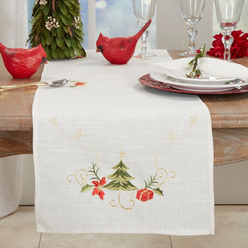Saro Lifestyle Table Runner With Embroidered Christmas Design, 3 of 5