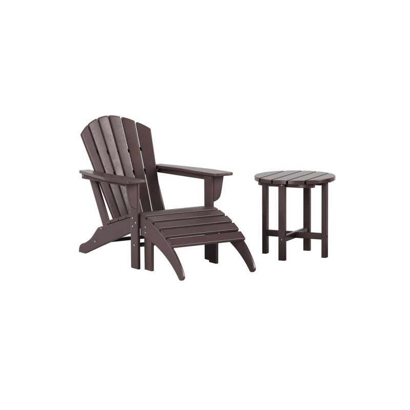 WestinTrends Dylan HDPE Outdoor Patio Adirondack Chair with Ottoman and Side Table (3-Piece), 1 of 7