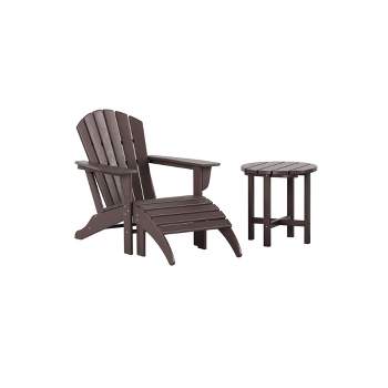 WestinTrends Dylan HDPE Outdoor Patio Adirondack Chair with Ottoman and Side Table (3-Piece)