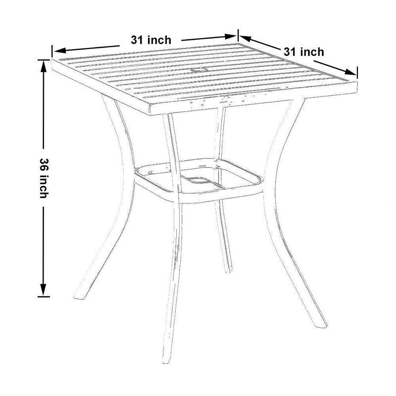 31&#34; Square Bar Table with Umbrella Hole - Captiva Designs, 4 of 7