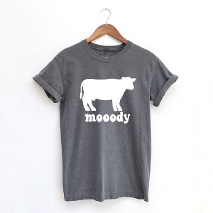 Simply Sage Market Women's Moody Cow Short Sleeve Garment Dyed Tee - 1 of 2
