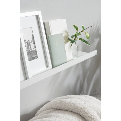 White 39" Modern Metal Floating Wall Shelf