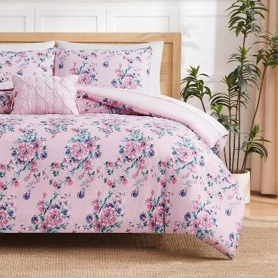 Jessica Simpson Phoebe Pink Floral Queen 8-Piece Reversible Bed in a Bag — фото 7