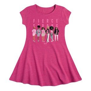 Girls' - Barbie - Fierce Strong Female Fit & Flair Cap Sleeve Dress - 1 of 1