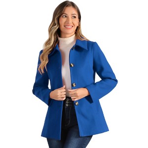 INSPIRE CHIC Women's Work Office Winter Overcoat Single Breasted Point Collar Pea Coat - 1 of 4