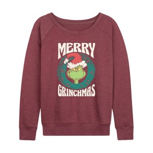 Women's - Dr. Seuss -  Lightweight French Terry Wide Neck Long Sleeve Shirt - 1 of 4