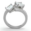 Slickblue Women’s Silver Ring, Two Square CZ Stones with Asymmetrical Top and Pave Band, Steel Finish, Size 5–10 - 3 of 4