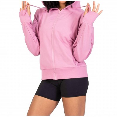 Women's French Terry Drop Shoulder Crop Zip Hoodie - Body Wrappers L