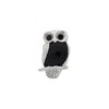 Black Bow Jewelry Sterling Silver, CZ and Black Enameled Wise Owl Bead Charm - 2 of 4