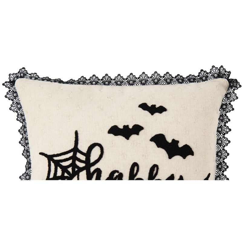 C&F Home 18" x 18" Happy Halloween Embroidered Bats and Spiderweb Throw Pillow, 2 of 6