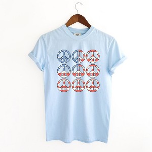 Simply Sage Market Women's Peace Signs Flag Short Sleeve Garment Dyed Tee - 1 of 3