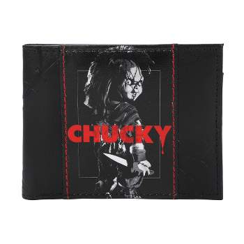Chucky With Knife Men's Black Bifold Wallet