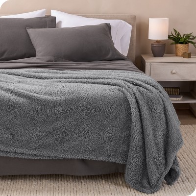 Twin/Twin XL Gray Reversible Sherpa Fleece Blanket