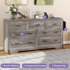 7 Drawers Dresser Chest of Drawers with Side Organizer Bag and Charging Station TV Stand for Parlor Gray - 4 of 4