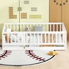 Gulches Montessori-Style Twin Size Wood Floor Bed with Slats, Fence & Door, White - 2 of 4