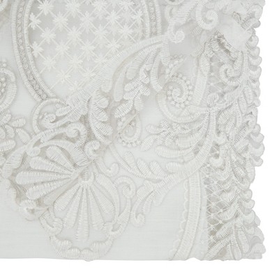 Elegant White Lace Embroidered Table Runner, 16" x 54"