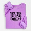 Simply Sage Market S.W.Smiley You're Doing Great Smiley Lightweight Garment Dyed Sweatshirt - 2 of 4
