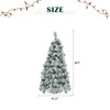 TopComfy Christmas Tree Stand Pre-Lit Snow Flocked Spruce Tree with Pine Cones for Holiday Decor, White and Green, 41.3"*41.3"*72" - 3 of 4